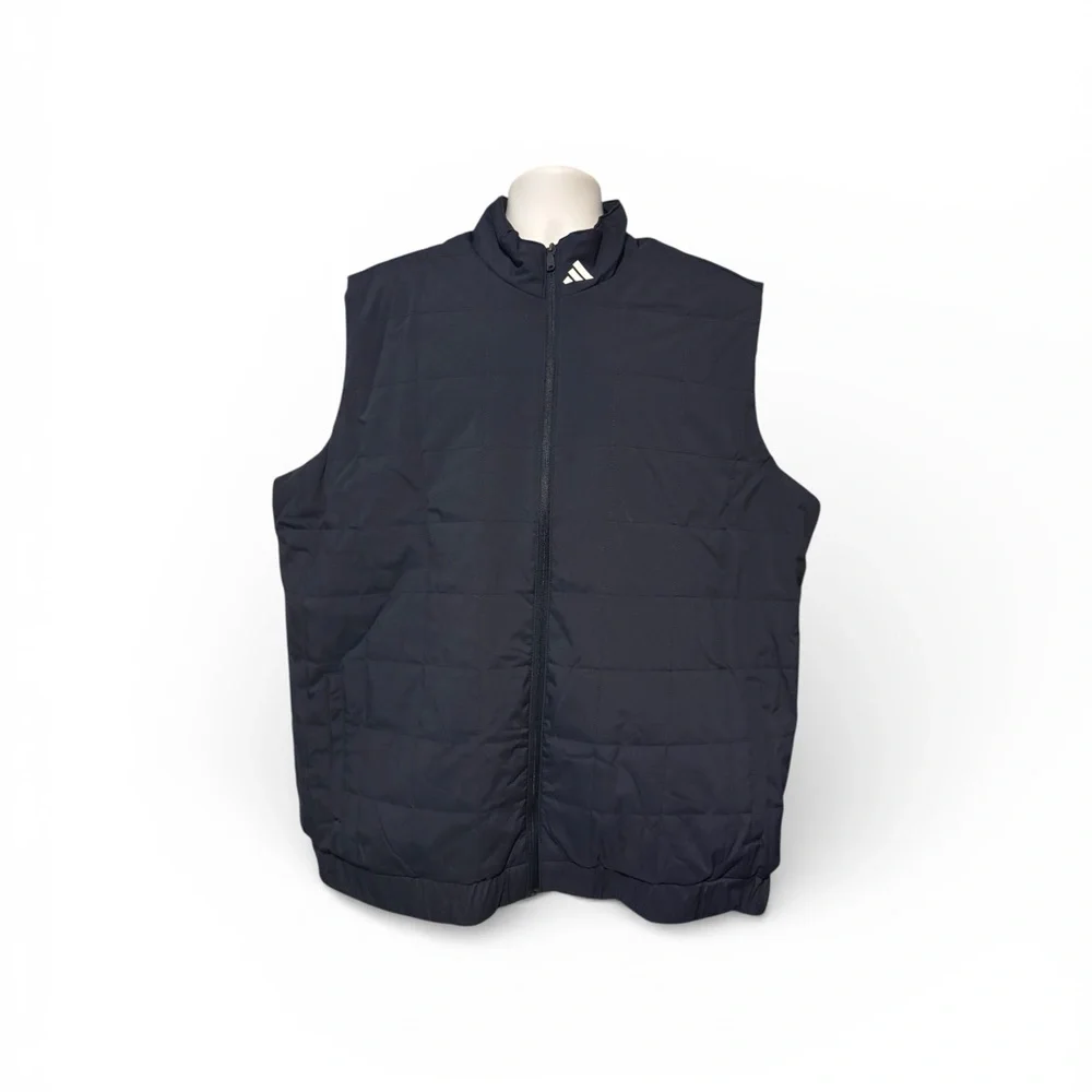 Adidas Men’s Quilted Full Zip Up Vest With Front Pockets Navy 2XL NWT